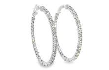 2.60 ctw Diamond Hoop Earrings - 14KT White Gold