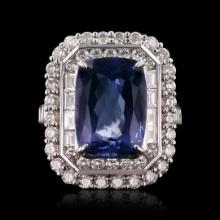 6.58 ctw Tanzanite and 2.24 ctw Diamond 18K White Gold Ring (GIA CERTIFIED)