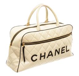 Chanel White Quilted Bowling Bag