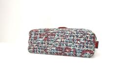 Chanel Red Leather Blue Multicolor Tweed Shoulder Bag