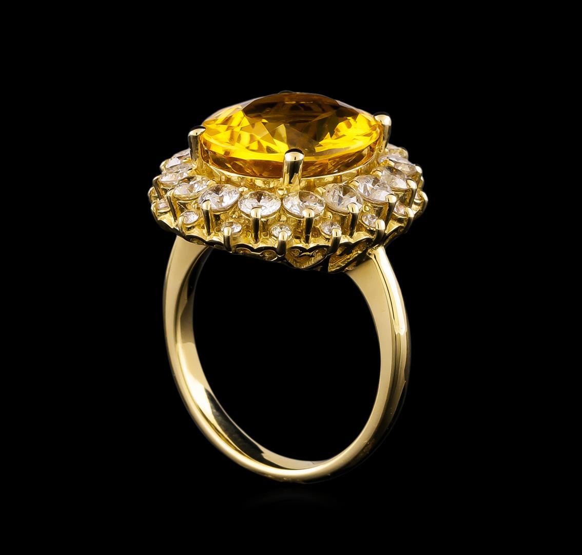 14KT Yellow Gold 6.17 ctw Citrine and Diamond Ring