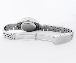 Rolex Ladies Quickset Stainless Steel White Roman Stainless Steel Diamond Bezel