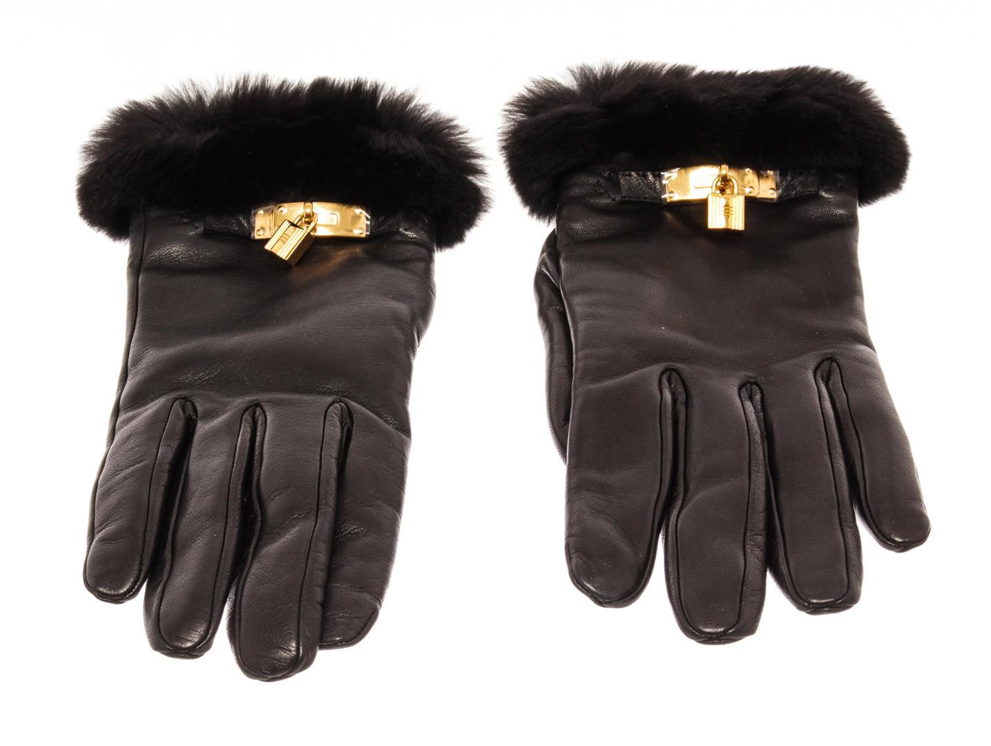 Hermes Brown Lambskin Leather Soya Gloves