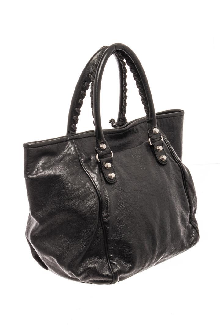 Balenciaga Black Lambskin Leather Velo Tote Bag