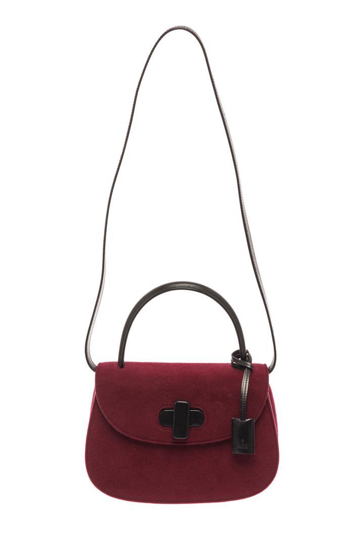 Gucci Burgandy Maroon Velvet Top Handle Bag