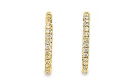 1.80 ctw Diamond Hoop Earrings - 14KT Yellow Gold