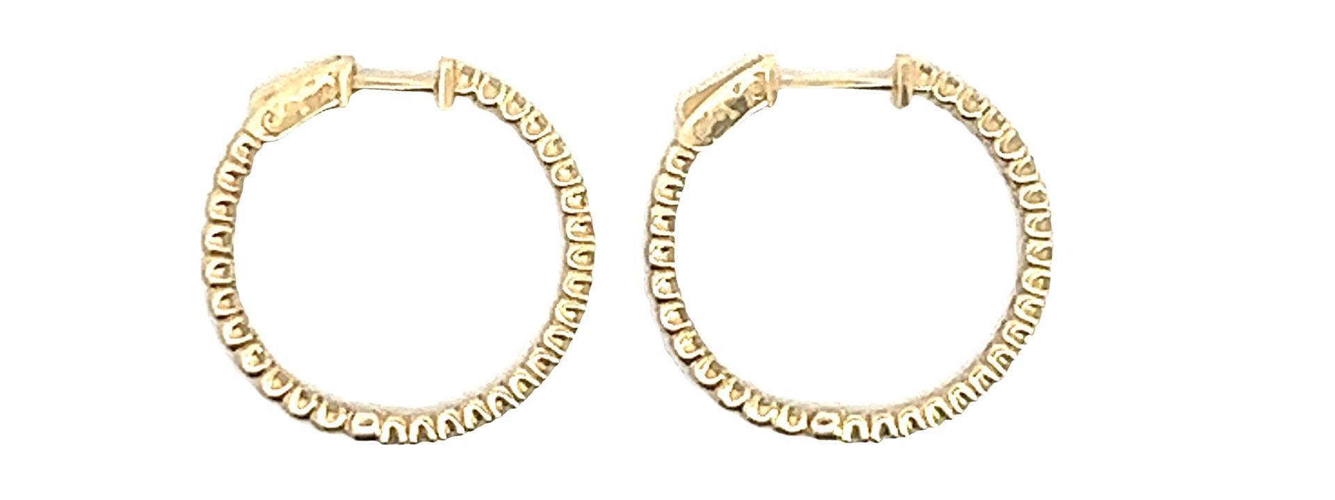 1.80 ctw Diamond Hoop Earrings - 14KT Yellow Gold