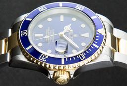 Rolex Mens 18K Yellow Gold And Stainless Steel Blue Submariner 40MM