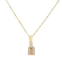 14KT Yellow Gold 2.13 ctw Morganite and Diamond Pendant With Chain