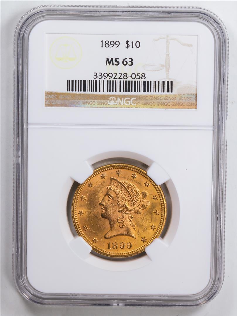 1899 $10 Eagle Gold Coin NGC MS63