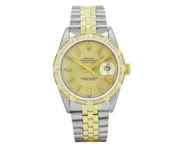 Rolex Mens 36MM 2Tone Yellow Gold And Steel 18K Gold Pyramid Diamond Bezel Datej