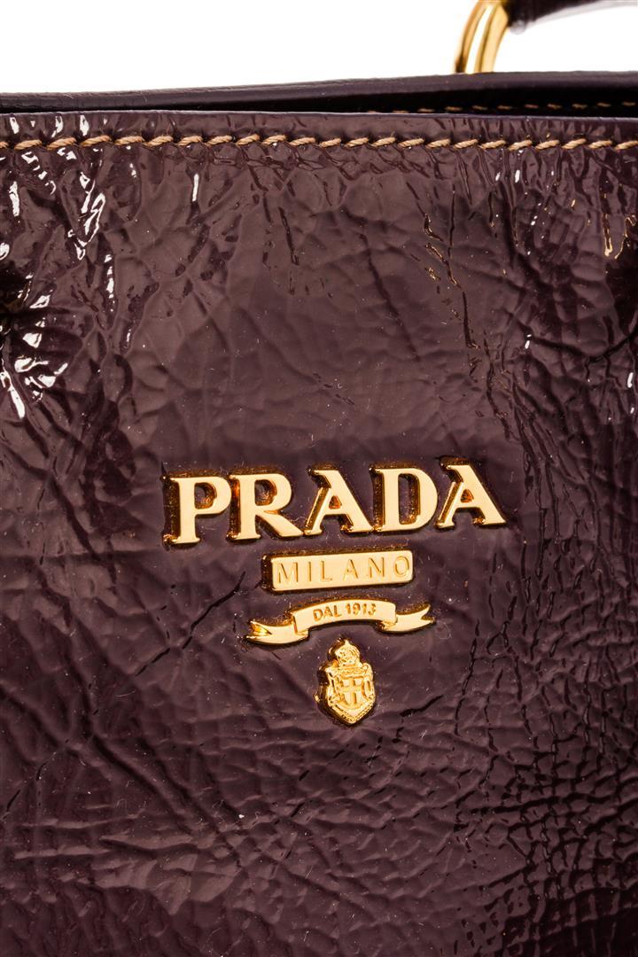 Prada Cacao Brown Patent Leather Tote Bag