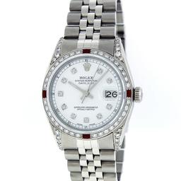Rolex 36MM Stainless Steel Diamond Lugs & Ruby Datejust Wristwatch