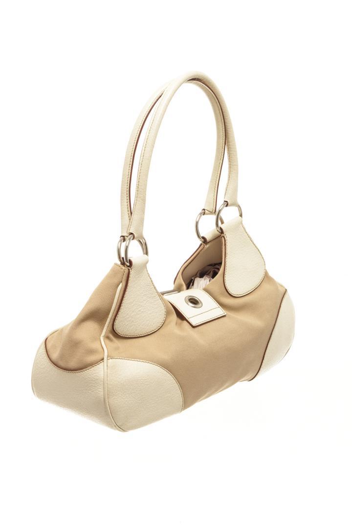 Prada Beige Nylon Leather Shoulder Bag