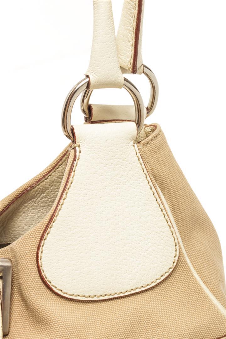 Prada Beige Nylon Leather Shoulder Bag