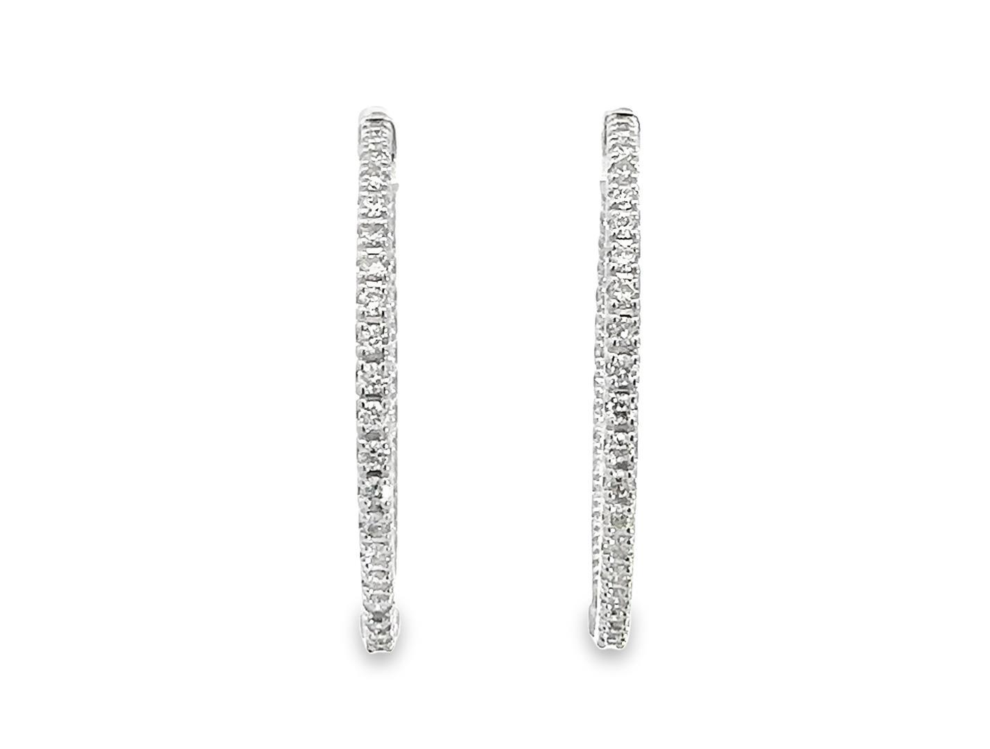 2.60 ctw Diamond Hoop Earrings - 14KT White Gold