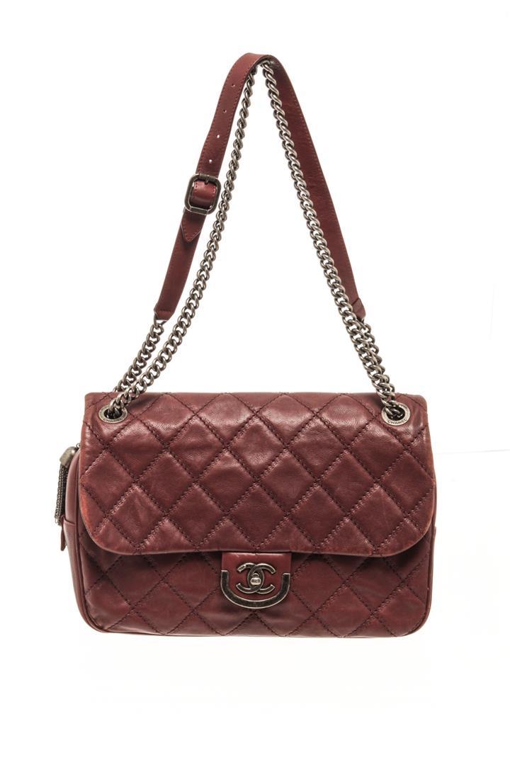 Chanel Burgundy Lambskin Chain Flap Shoulder Bag
