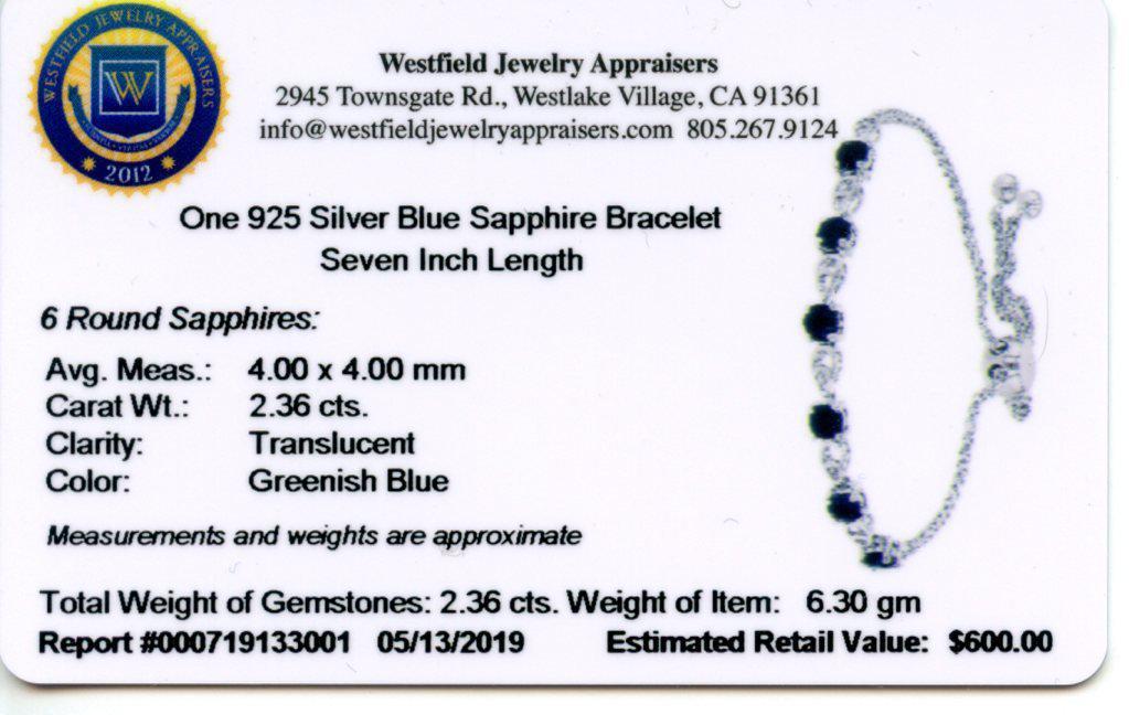 2.36 ctw Blue Sapphire Bracelet