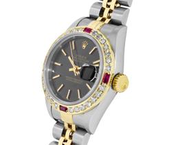 Rolex Quickset Ladies 2Tone 18K Gold Diamond And Ruby Datejust Watch