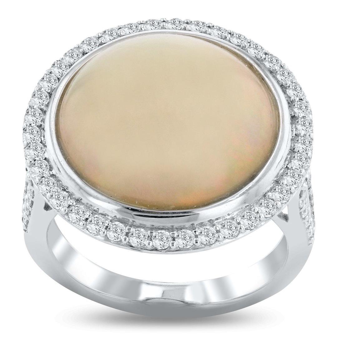 8.79 ctw Opal and 0.69 ctw Diamond Platinum Ring (GIA CERTIFIED)
