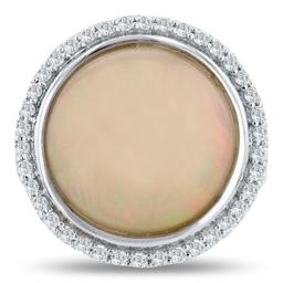 8.79 ctw Opal and 0.69 ctw Diamond Platinum Ring (GIA CERTIFIED)