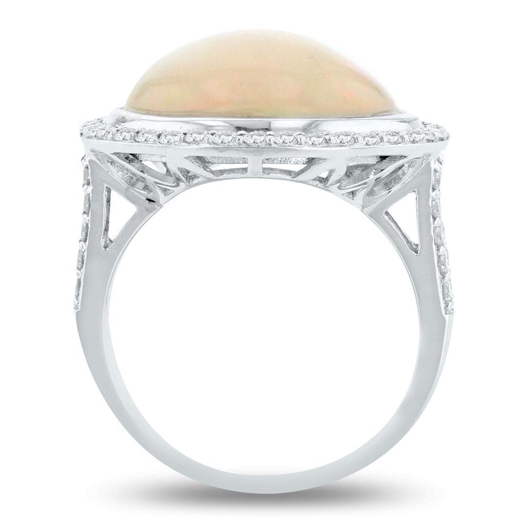 8.79 ctw Opal and 0.69 ctw Diamond Platinum Ring (GIA CERTIFIED)