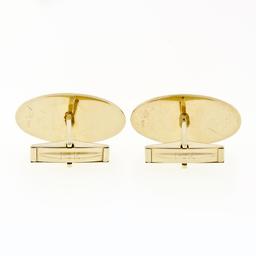 Vintage ArtCarved Men's 14k Gold Florentine Finish Grooved Frame Oval Cufflinks