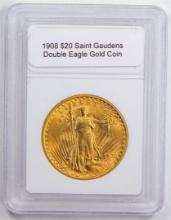 1908 $20 Saint Gaudens Double Eagle Gold Coin