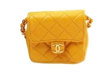 Chanel Yellow Quilted Leather Flap Micro Flap Bag