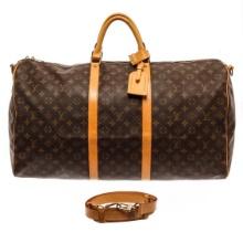 Louis Vuitton Brown Monogram Canvas Keepall Bandouliï¿½re 60 Travel Bag