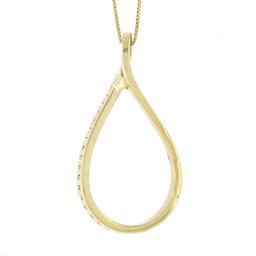 14K Yellow Gold .30 ctw Diamond Open Tear Drop Infinity Loop Pendant 20" Box Cha