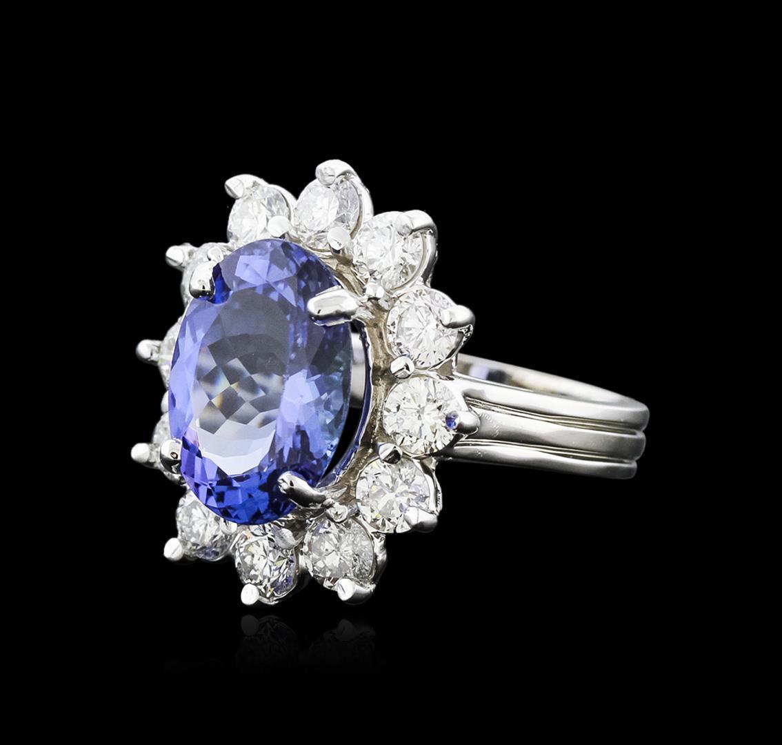 14KT White Gold 6.57 ctw Tanzanite and Diamond Ring