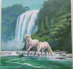 At the Waterfall ORIGINAL by Richard ZuMing Ho