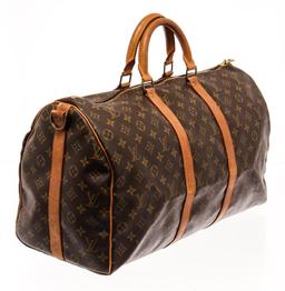 Louis Vuitton Brown Monogram Canvas Keepall Bandouliere 50 Travel Bag