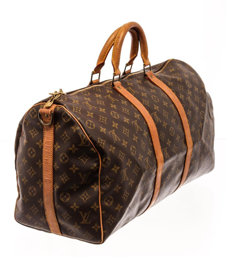 Louis Vuitton Brown Monogram Canvas Keepall Bandouliere 50 Travel Bag