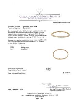 11.50 ctw Diamond Tennis Bracelet - 18KT Yellow Gold