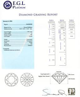 1.04 ctw SI3 CLARITY CENTER Diamond Platinum Ring (1.76 ctw Diamonds) EGL CERTIF