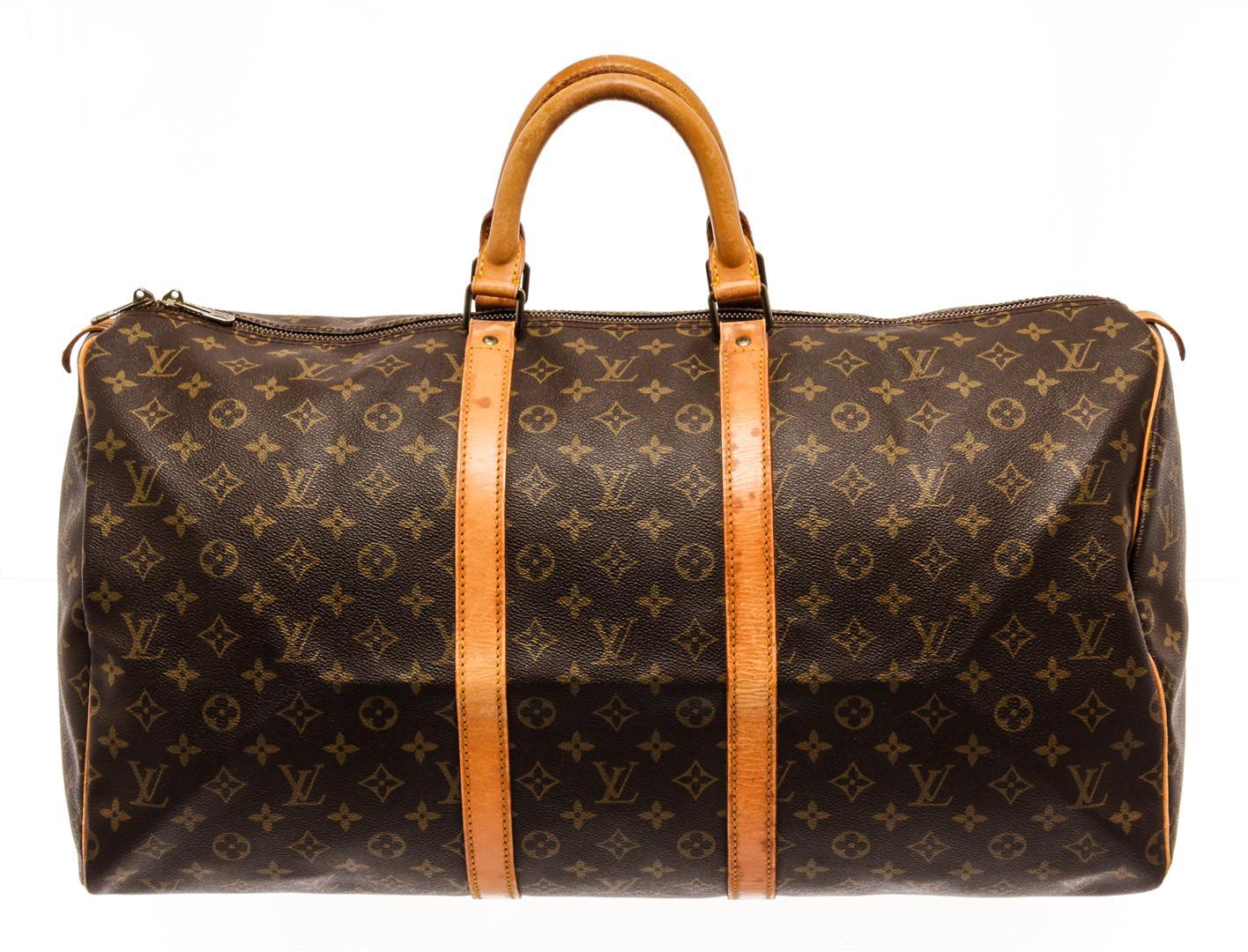 Louis Vuitton Brown Monogram Canvas Keepall 55 Travel Bag