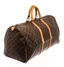 Louis Vuitton Brown Monogram Canvas Keepall 55 Travel Bag