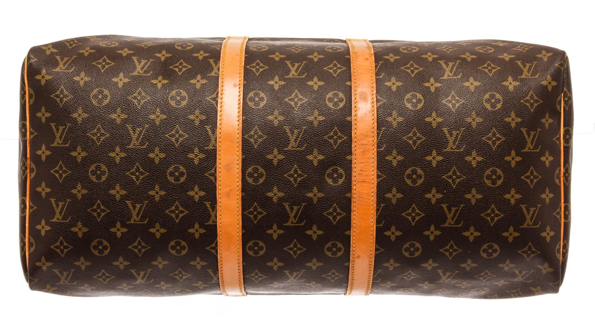 Louis Vuitton Brown Monogram Canvas Keepall 55 Travel Bag