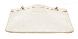 Chanel White Vintage CC Flat Chain Shoulder Bag