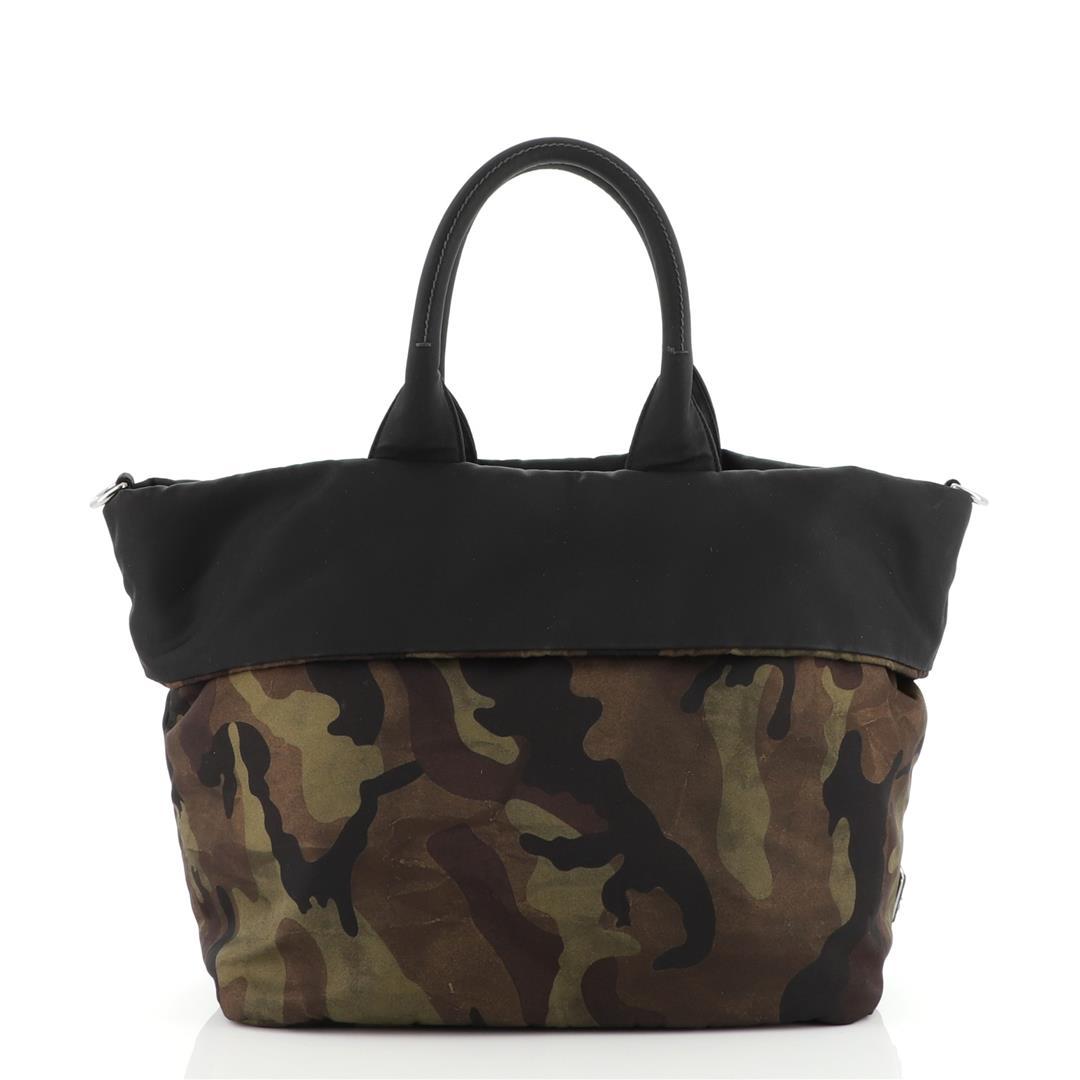 Prada Convertible Double Tote Printed Tessuto