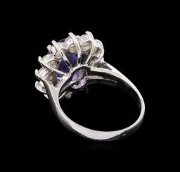 14KT White Gold 3.80 ctw Tanzanite and Diamond Ring