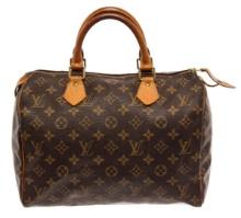 Louis Vuitton Brown Monogram Leather Speedy 30 Satchel Bag