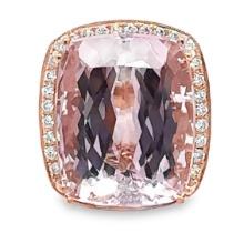 42.60 ctw Kunzite and 0.76 ctw Diamond Ring - 14KT Rose Gold