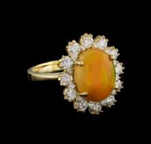 2.55 ctw Opal and Diamond Ring - 14KT Yellow Gold