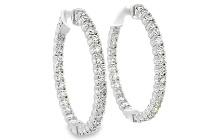 3.25 ctw Diamond Hoop Earrings - 14KT White Gold