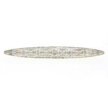 Antique Edwardian Krementz 14k TT Gold European Diamond Filigree Bar Pin Brooch