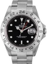 Rolex Mens 40MM Stainless Steel Black Dial Explorer 2 With Rolex Box