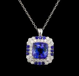 GIA Cert 16.70 ctw Tanzanite, Sapphire and Diamond Pendant